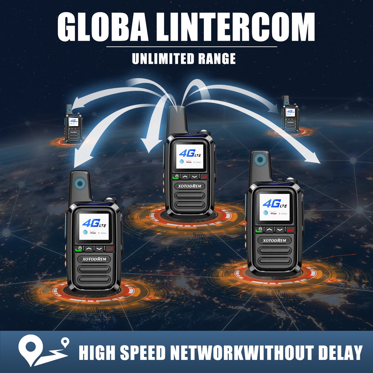 XOTODREM 4G LTE PoC Walkie Talkies – Nationwide PTT Radios (2 Pack)